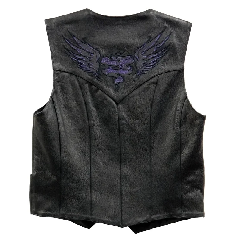 Easygoing Women's Style Milwaukee Leather ML1294 Ladies Black ‘Ride Like You Stole It’ Embroidered Vest