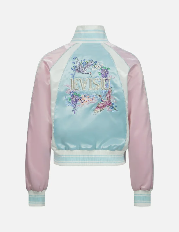 Clothes For Women Cranes and Floral Embroidery Fashion Fit Souvenir Jacket