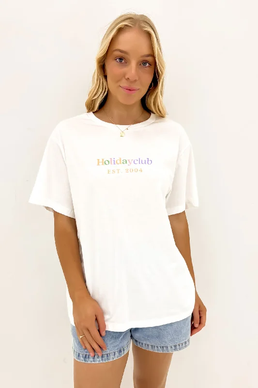 Women's Work Outfit For The Office Holiday Club Boyfriend Tee White