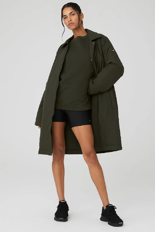 Charming Women's Holiday Apparel Signature Overcoat - Stealth Green