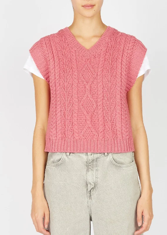 Classic Women's Apparel IrelandsEye Women's V Neck Aran Vest | Rosa Pink