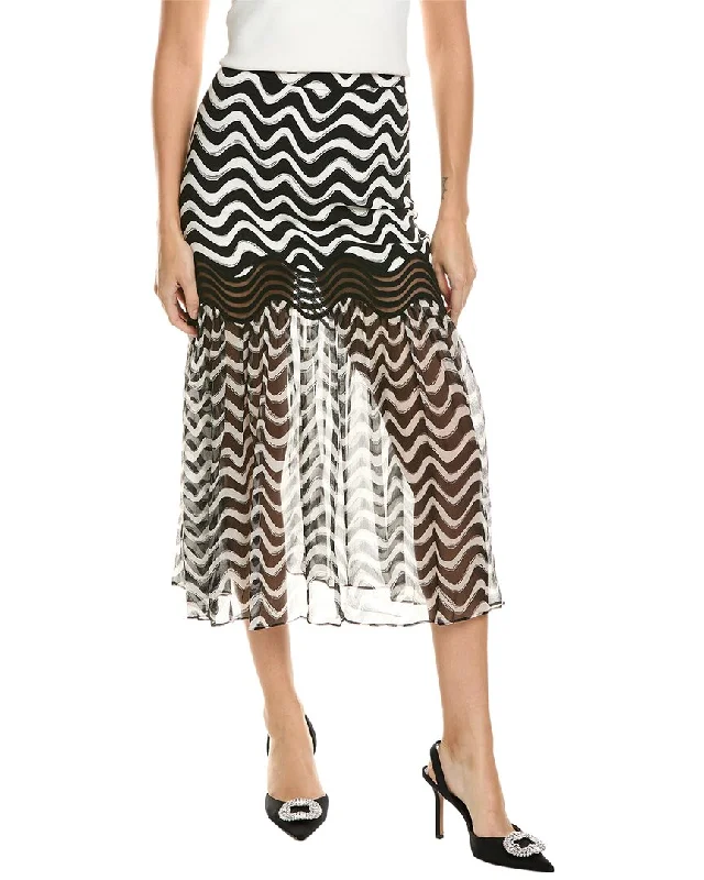 Women Clothes Stella McCartney Natalia Wave Trim Silk Midi Skirt