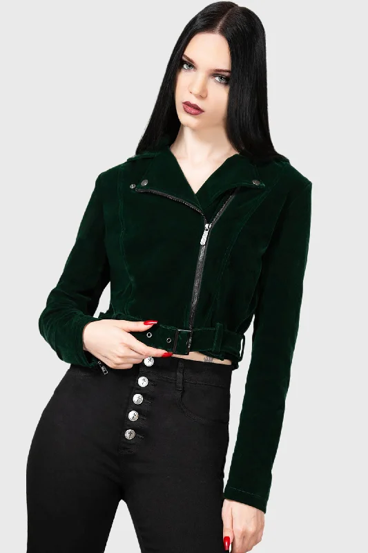 Stylish Women's Garments For Holidays Emerald Goddess Biker Jacket