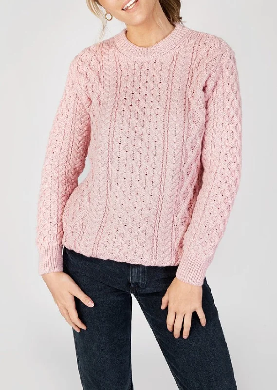 Affordable Women's Apparel IrelandsEye Women's Aran Sweater | Pink