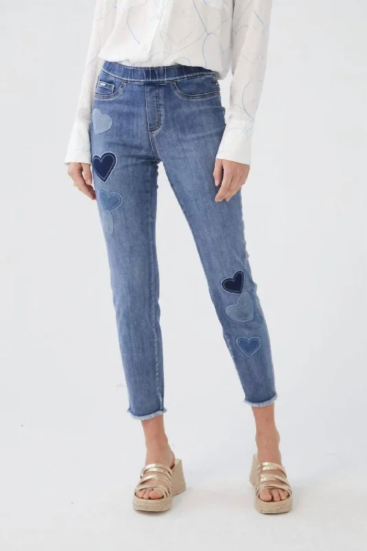 Elegant Women's Attire Pull-On Pencil Ankle Jeans In Medium Wash