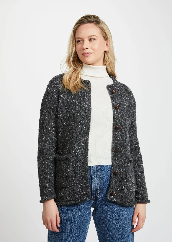 Women's Vacation Attire Ladies Donegal Wool Cardigan | Charcoal