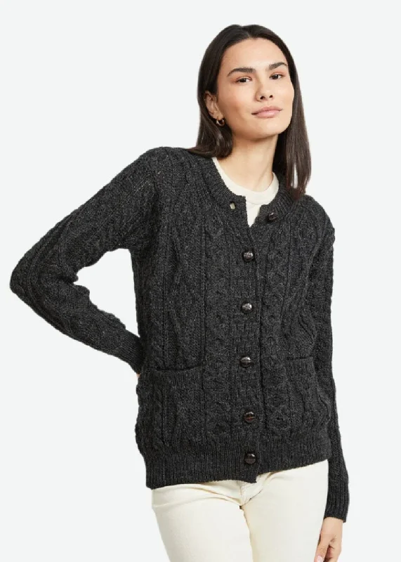 Women's Festive Attire Inagh Ladies Aran Cardigan | Charcoal