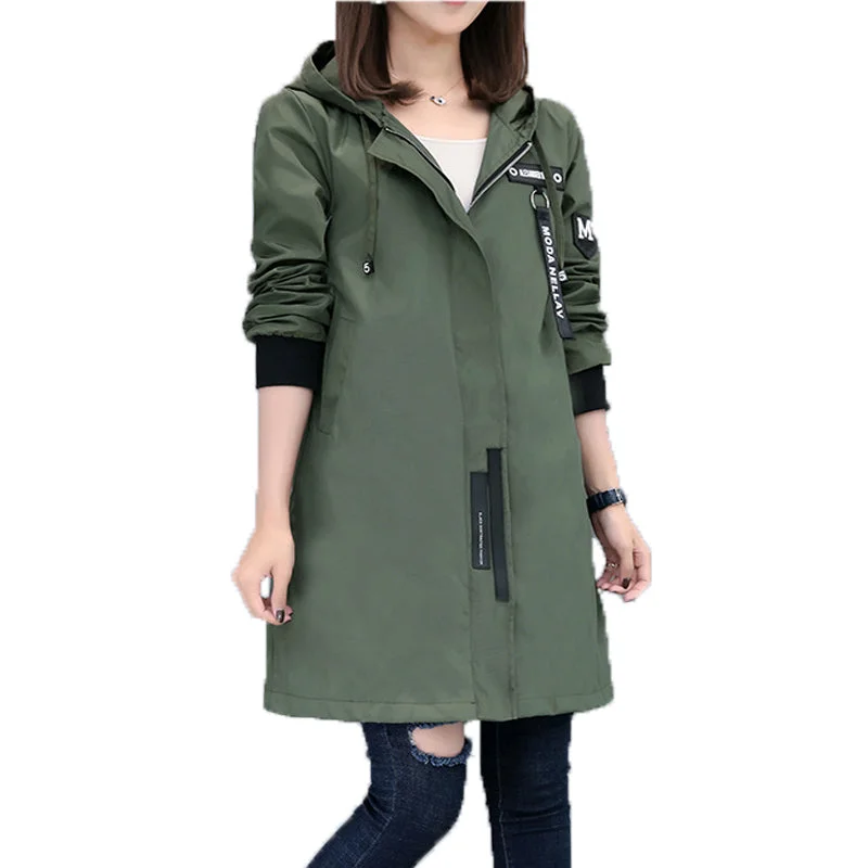 Women's Casual Wear Outfit Womens Casual Hooded Zipped Up Jacket in Army Green