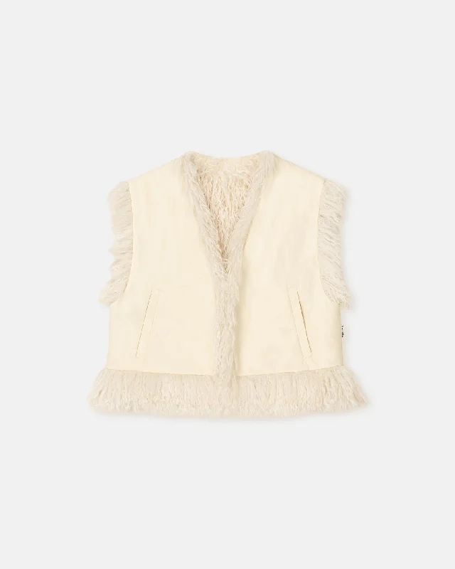 Women's Trendy Casual Clothes Xylia - Faux Racka Fur Vest - Creme