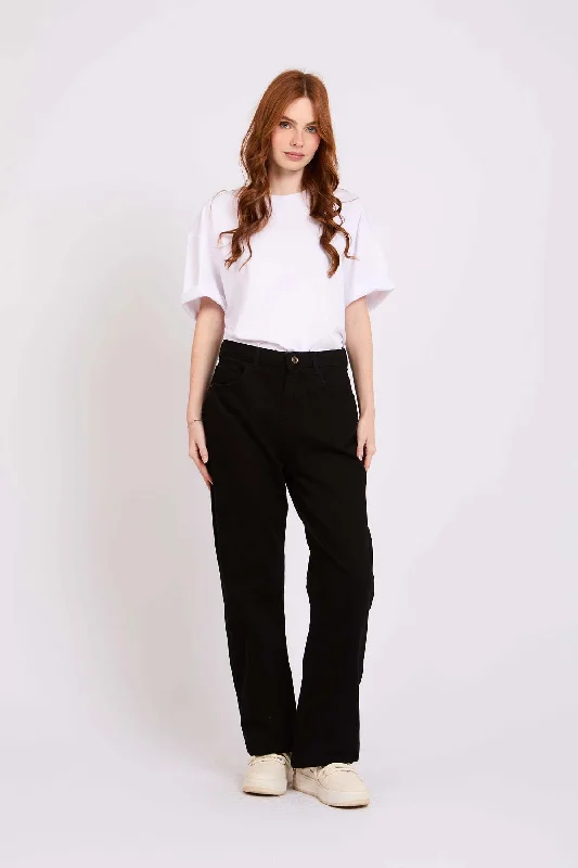 Women's Casual Garments Women Straight Fit High Waist Denim Pant Black