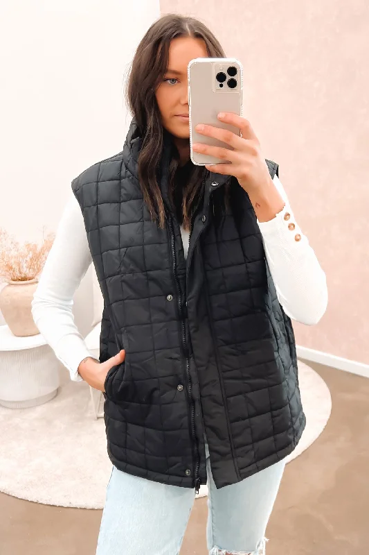 Women's Holiday Outfit Hollie Puffer Vest Black