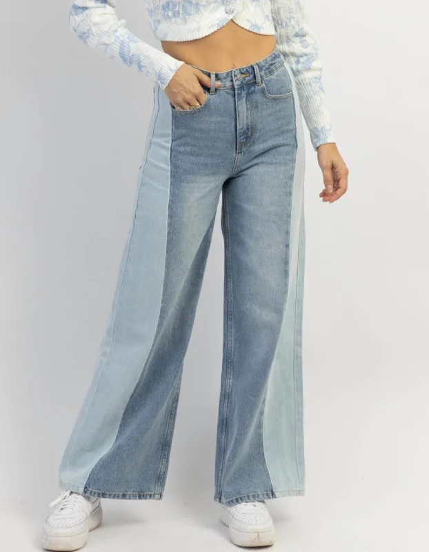 Women's Transitional Outfit Lilana Colorblock Wide Leg Jean In Blue