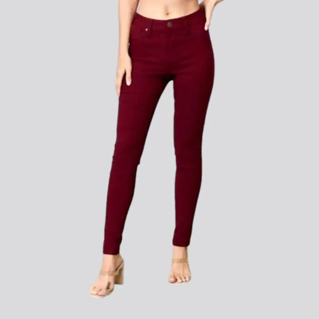 Clothes Of Woman Skinny bordo jeans
 for ladies