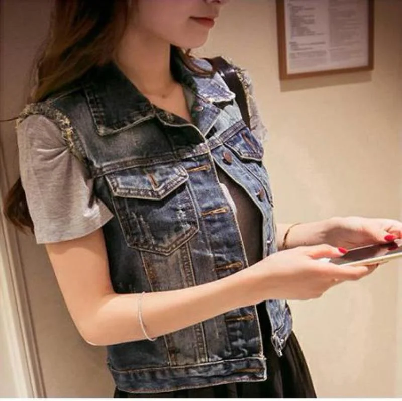 Women's Activewear Outfit Womens Denim Vest