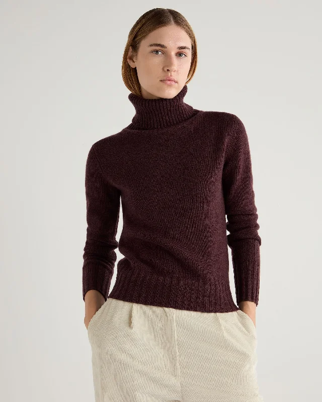 Women's Formal Wear Women's Hazel Chunky Turtle Neck Cashmere Sweater Claret Red