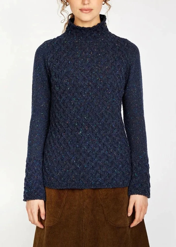 Women's Evening Apparel Trellis Aran Sweater | Rich Navy