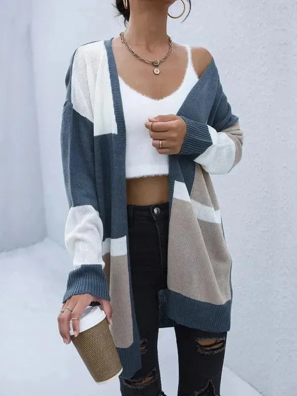 Women's Occasion Wear Clothes Color Block  Women Cardigan Sweater