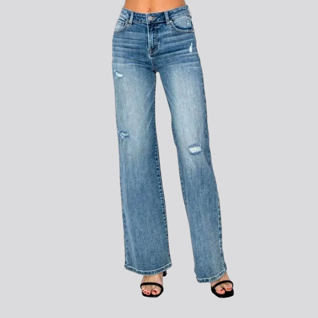 Sales Clothes Wide-leg women's mid-waist jeans