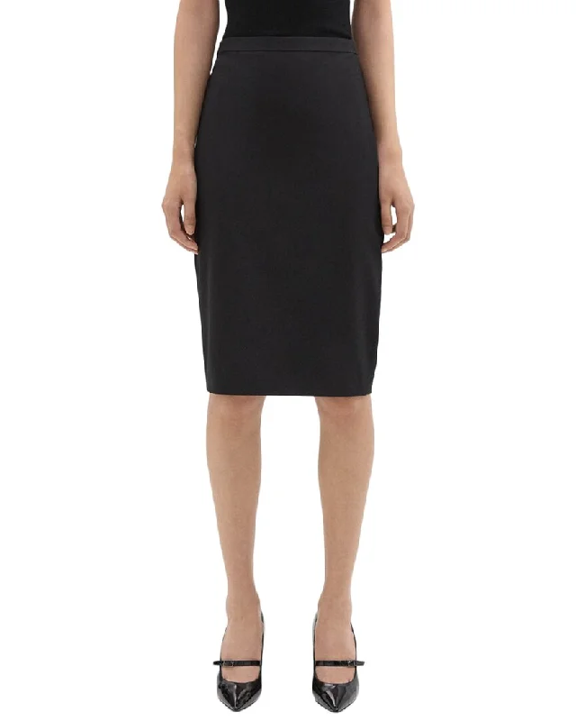 Women Wear Boutique Theory Wool-Blend Knee-Length Slim Fit Skirt