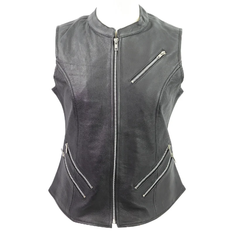 Everyday Women's Fashion Trends VL1028N Vance Leather Ladies Premium Naked leather Leather Zipper Vest