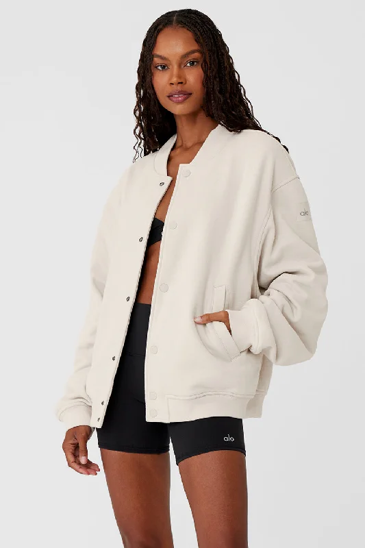 Women's Work Outfit For The Office Renown Varsity Jacket - Bone