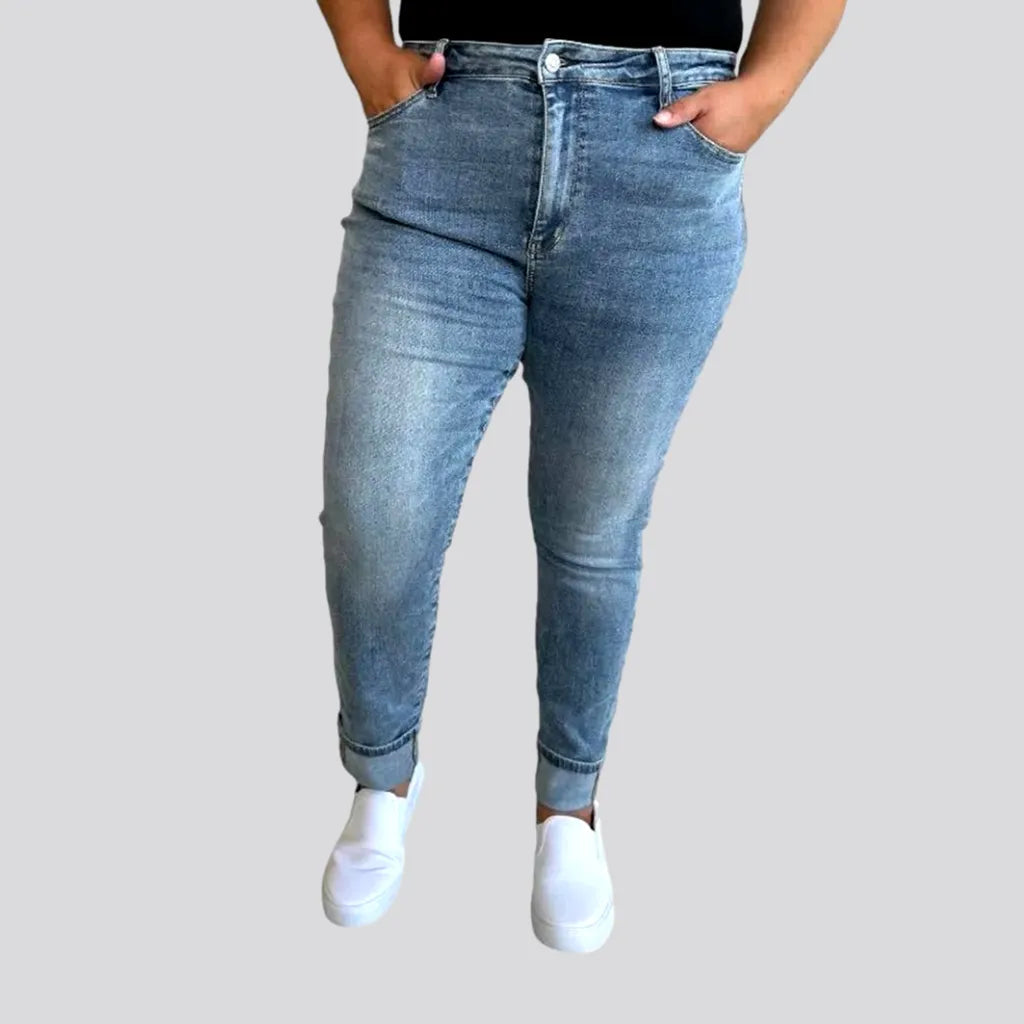 Women's Clothing Plus-size women's sanded jeans