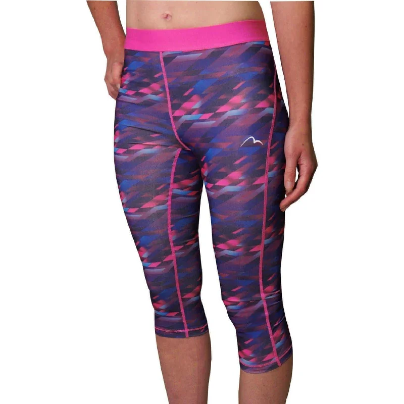 Women Wear Boutique More Mile Go For It Printed Womens 3/4 Capri Running Tights - Pink