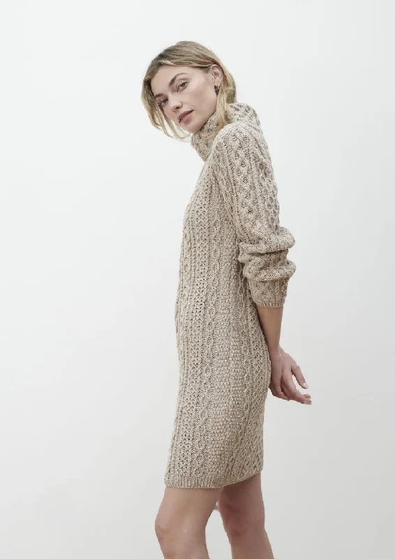 Formal Garments For Women Aran Cowl Neck Dress | Oatmeal