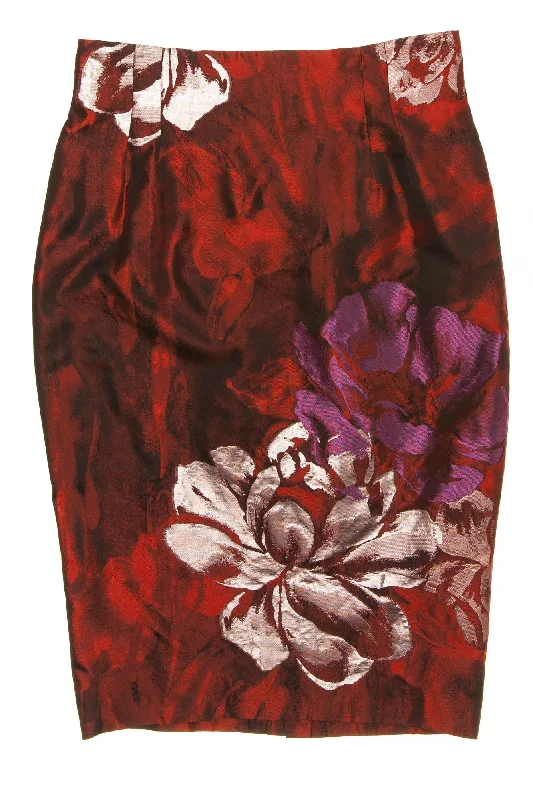 Affordable Online Boutiques Blumarine - New With Tags Red, Purple and White Floral Pencil Skirt - IT 42