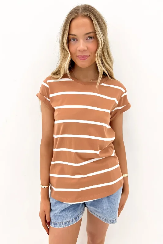 Women's Work Outfit Manly Stripe Tee Clay