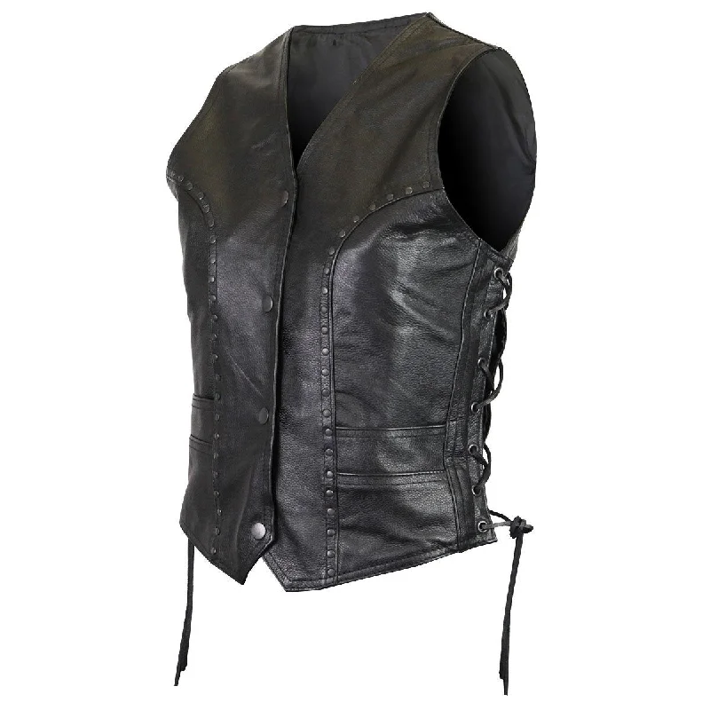 Seasonal Women's Fashion Trends VL1049 Premium Cowhide Studded Leather Vest