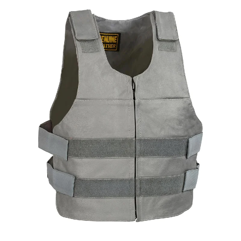 Women's Elegant Outfit Milwaukee Leather SH1367LZ Ladies 'Bullet Proof Replica' Grey Leather Vest