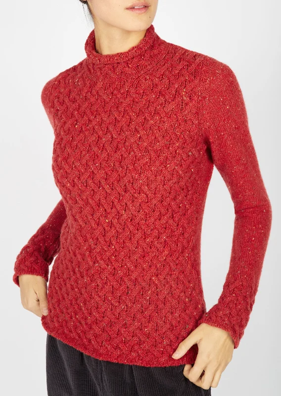 Women's Casual Apparel For Weekends IrelandsEye Women's Trellis Aran Sweater | Chilli