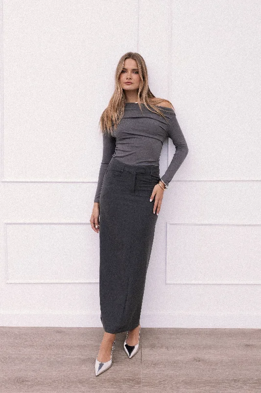 Elegant Women's Attire Chicca Maxi Skirt - Grey