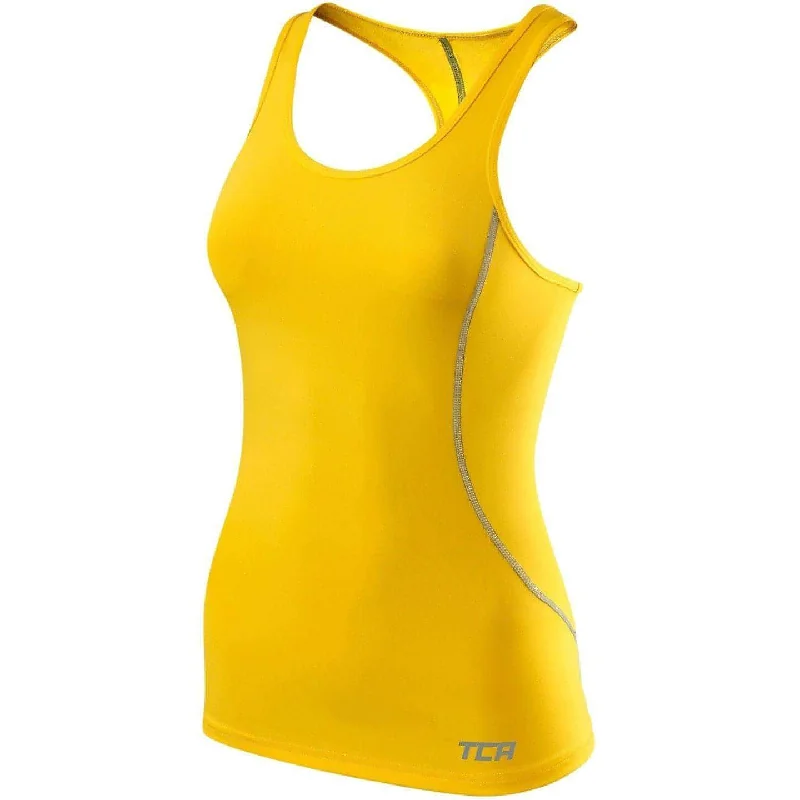 Plus-Size Women's Clothing TCA Pro Performance Womens Running Vest Tank Top - Yellow