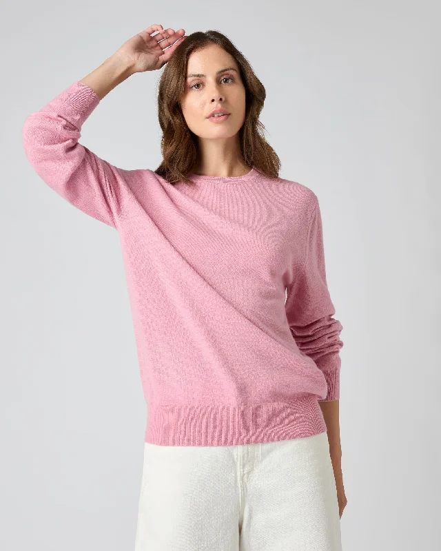 Women's Travel Outfit Set Women's The Oxford Round Neck Cashmere Sweater Burano Pink