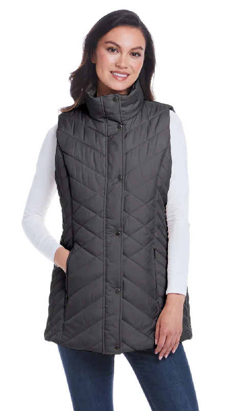 Women's Resort Apparel MIXED QUILTED LONGLINE VEST