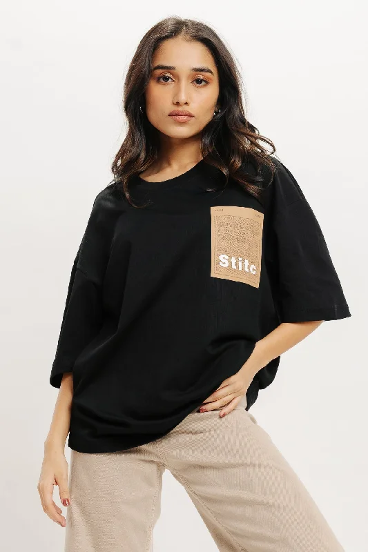 Women's Casual Attire Brown Patch Tee