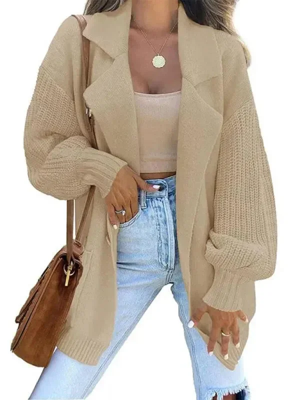 Fashionable Women's Clothing Big Collar  Women Cardigan Sweater