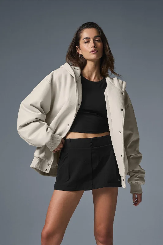 Women's Romantic Outfit Select Hooded Bomber Jacket - Bone