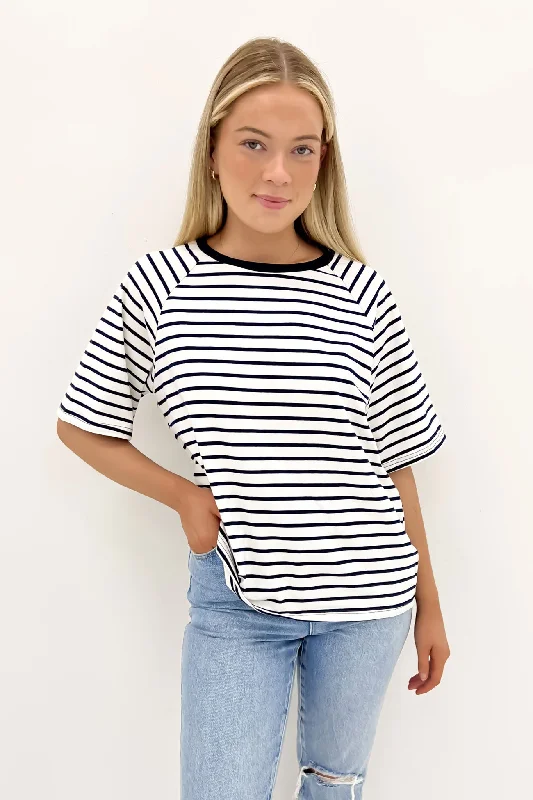 Women's Night-Out Outfit Kenji Tee Navy Stripe