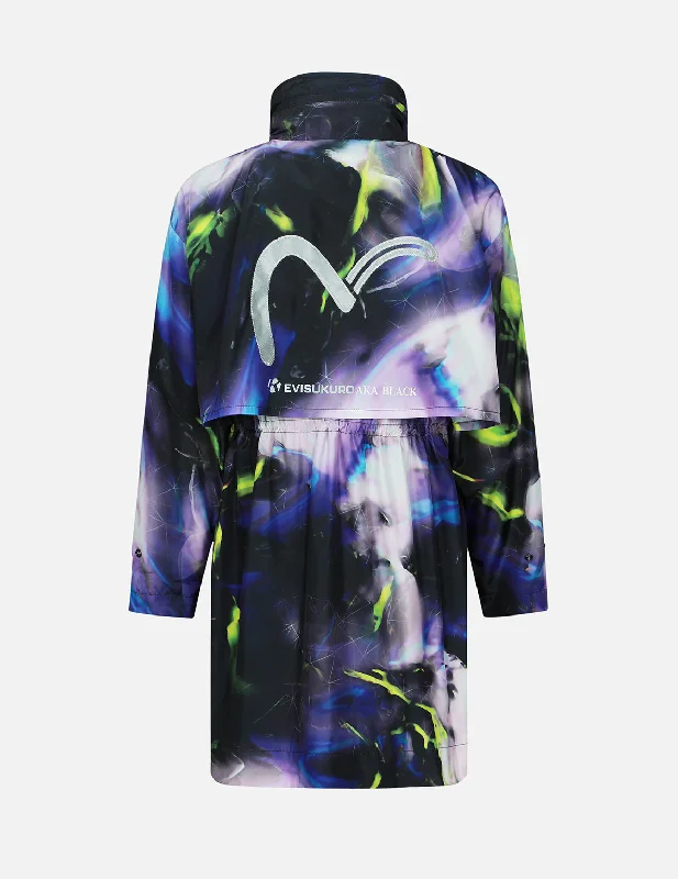 End of Season Sale Abstract Print Hooded Wind Coat