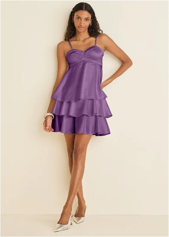 Fashion-Forward Women's Clothing Tiered Sweetheart Mini - Purple