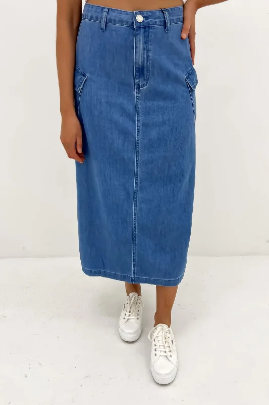 Women's Clothing Sets Loren Cargo Midi Skirt Mid Blue