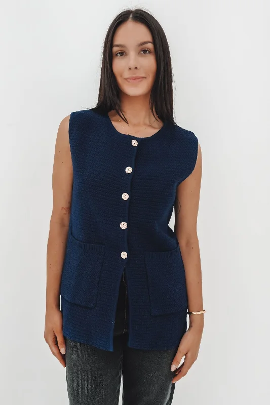 Comfortable Women's Outfits Kiele Knit Vest Navy