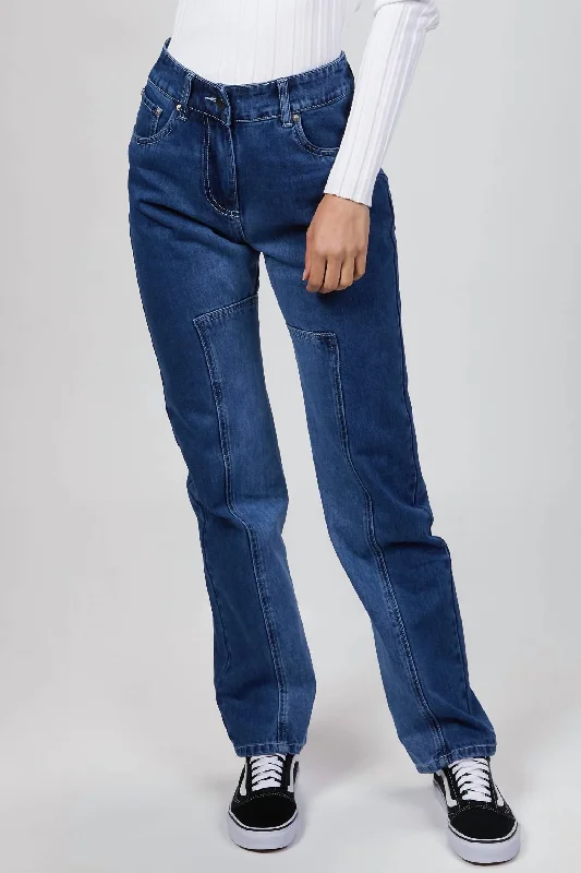 Women's Professional Attire Panel Denim Jeans In Indigo