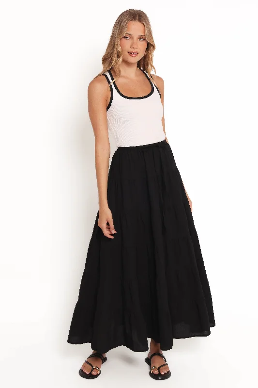 Women's Elegant Clothing Sets Archy Tiered Maxi Skirt - Black