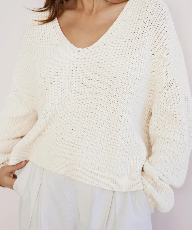 Winter Wardrobe Clearance Cropped Cotton Cabin Sweater