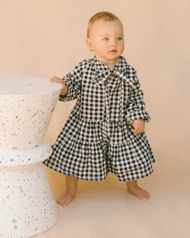 Women Wear Boutique Mini Avalon Smock Dress | Black Gingham