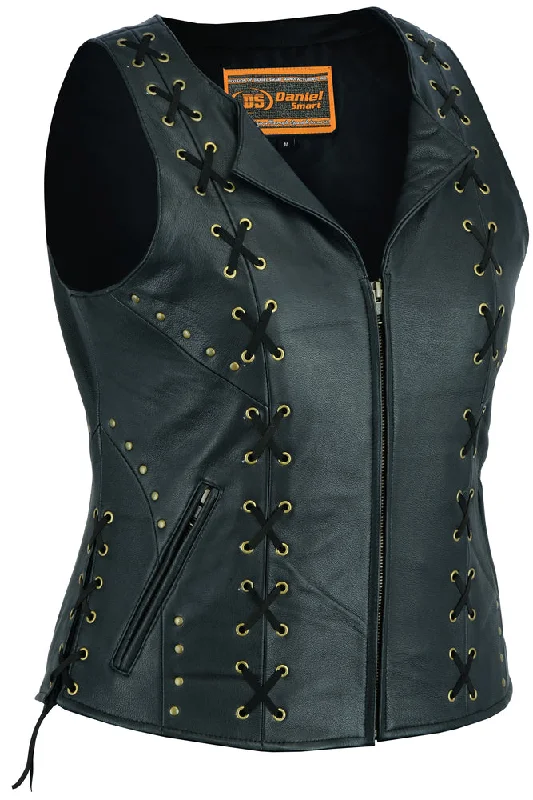 Casual Dresses for Women DS233 Women's Zippered Vest with Lacing Details